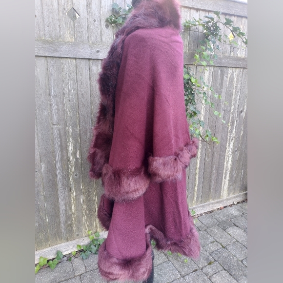 π BACK IN STOCK! Wrap Jacket Burgundy/Claret color with faux fur accents ππ - Picture 8 of 10